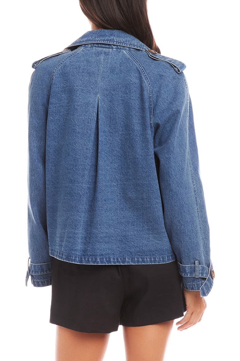 Chelsea Crop Denim Trench Coat, Alternate, color, DENIM