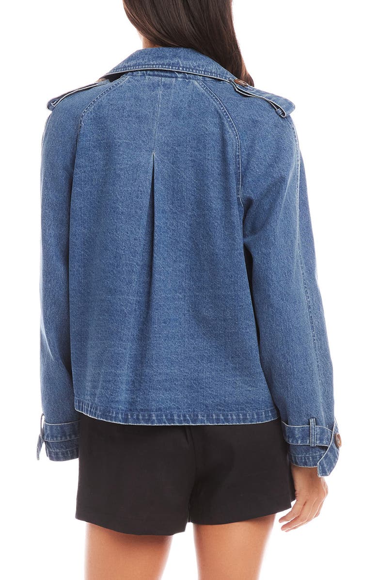 FIFTEEN TWENTY Chelsea Crop Denim Trench Coat, Alternate, color, Denim