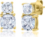 Crislu Cushion Cubic Zirc Stud Earrings