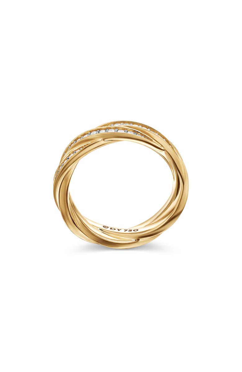 David Yurman Men's Twisted Cable Band Ring in 18K Yellow Gold with Pavé Diamonds, Alternate, color,
