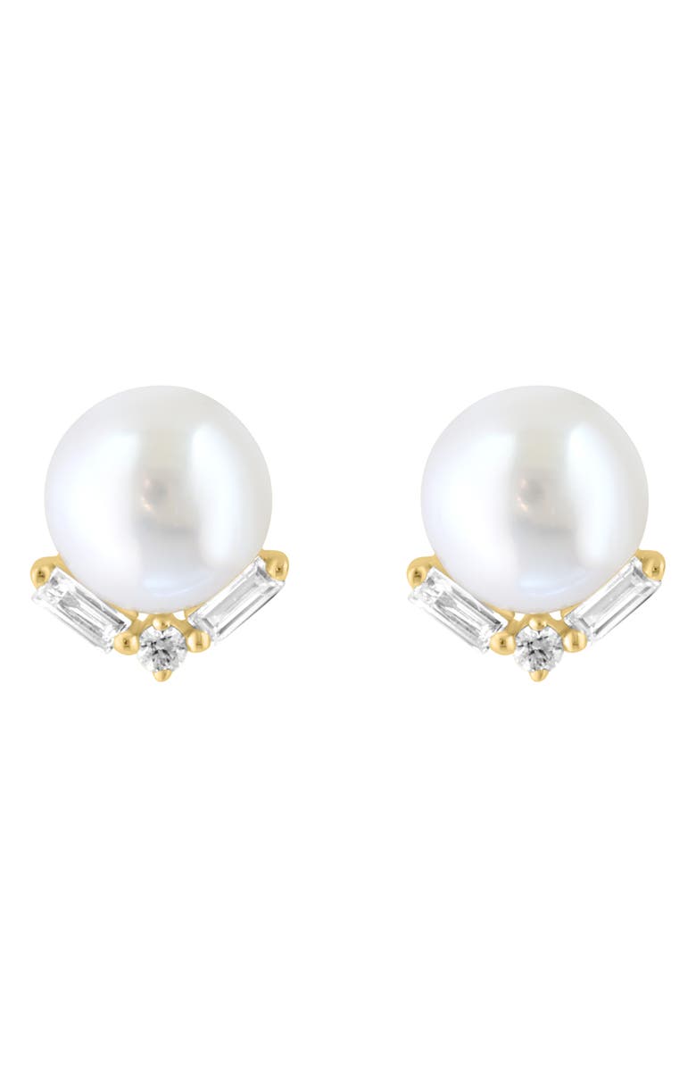 EFFY Freshwater Pearl & Diamond Stud Earrings, Main, color, White