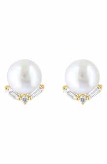 EFFY Freshwater Pearl & Diamond Stud Earrings