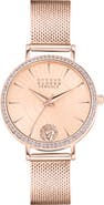 VERSUS Versace Mar Vista Three-Hand Quartz Swarovski Crystal Mesh Strap Watch, 34mm