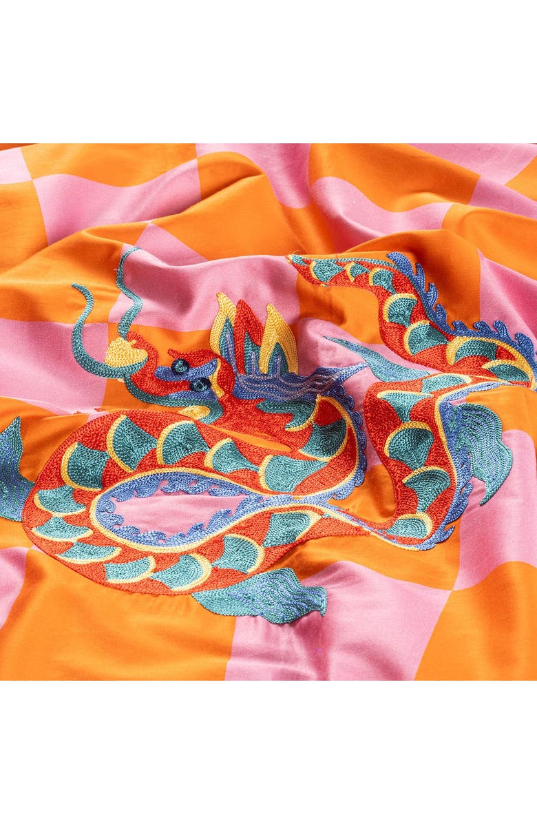 Zsa Zsa Zsu Lahor 300 Tc King Size 100% Cotton Satin Duvet Cover Set 94X87 In Checked, Alternate, color, Orange