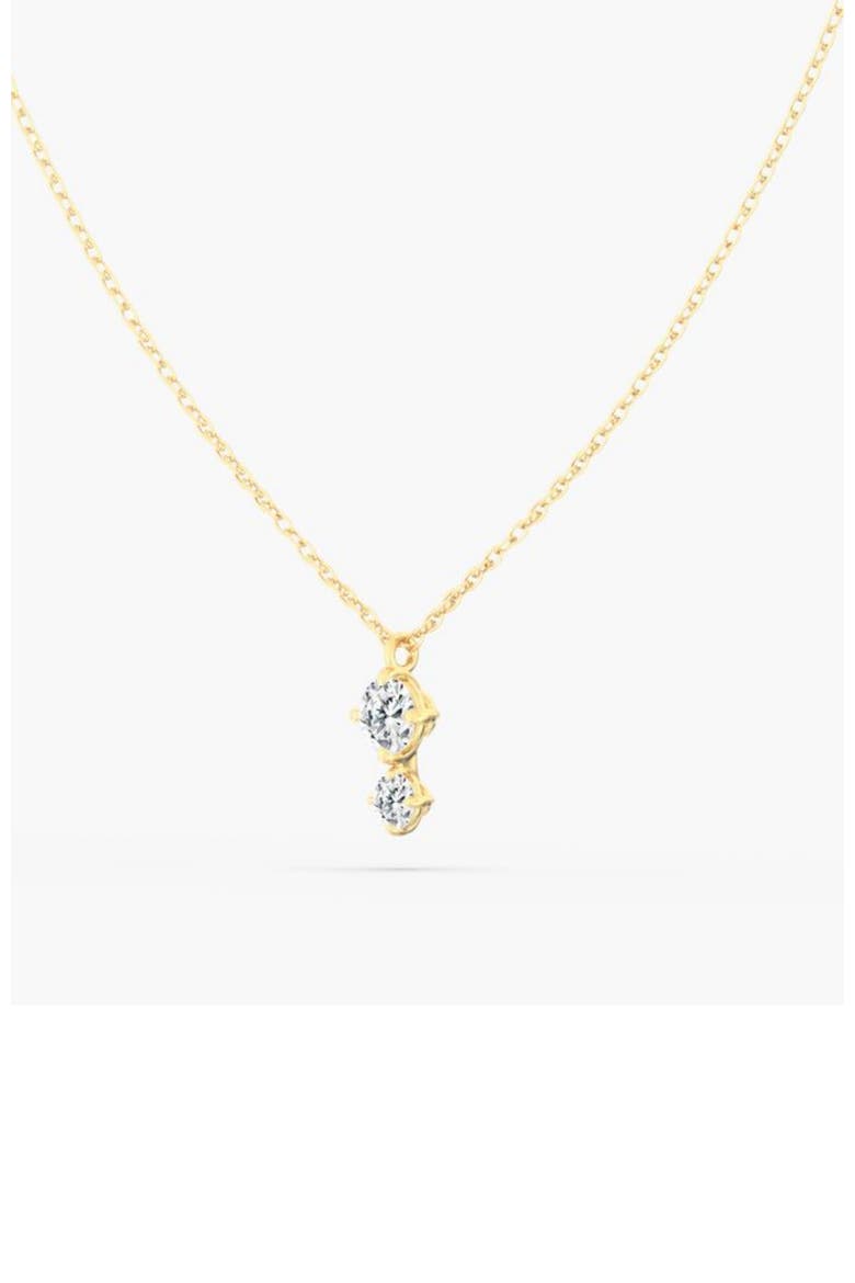 Starlight Two Stone Lab Diamond Pendant Necklace in 14K, Alternate, color, Yellow Gold