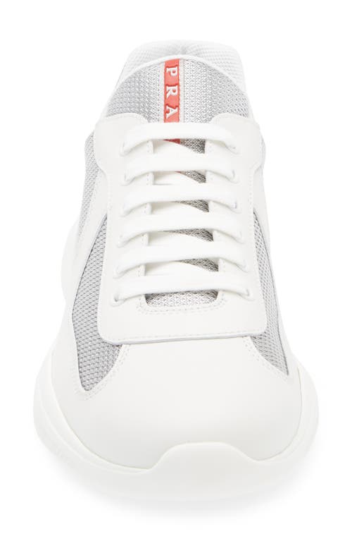Shop Prada America's Cup Soft Bike Low Top Sneaker In Bianco/argento