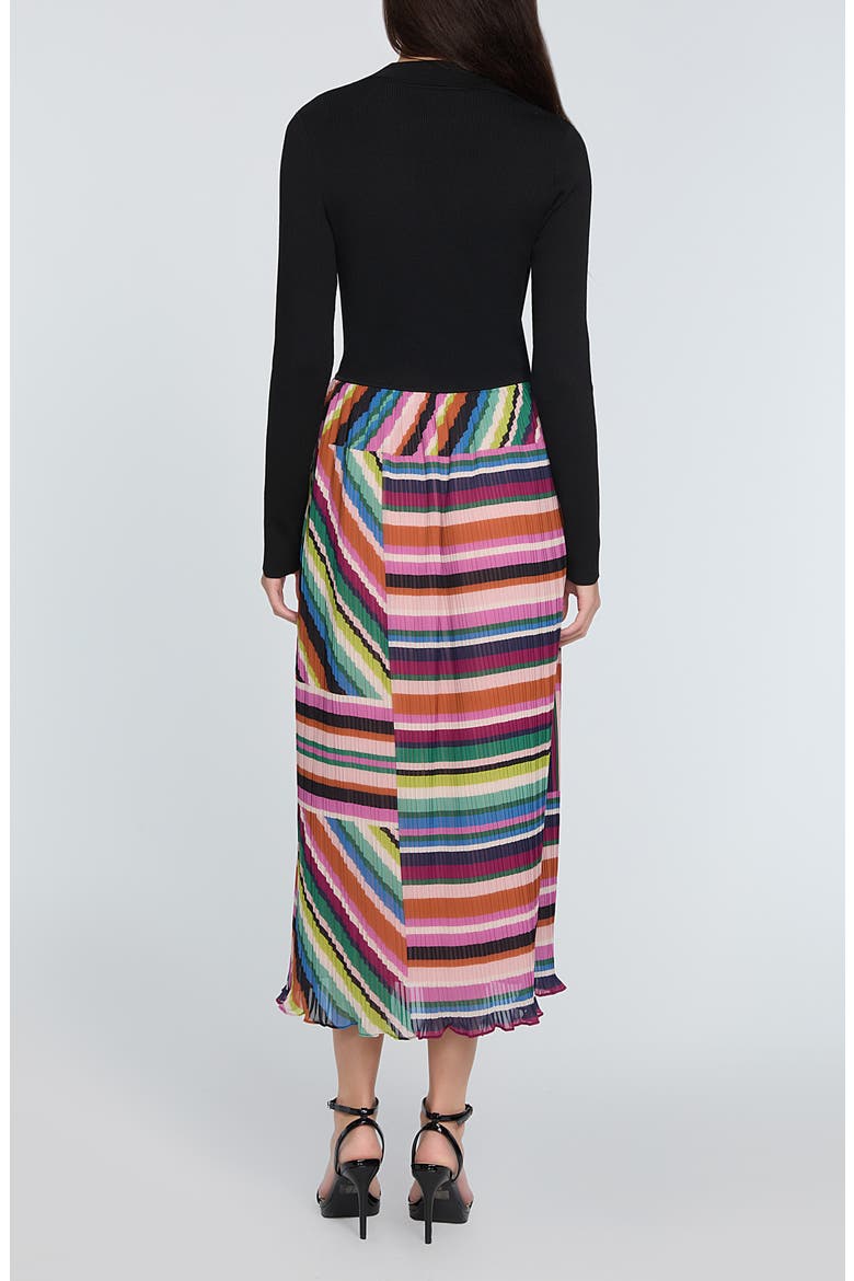 The Maeve Mixed Media Long Sleeve Midi Dress, Alternate, color, NOIR WITH VENUS STRIPE