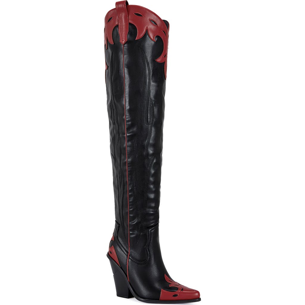 Azalea Wang Deimos Over The Knee Western Boot In Multi