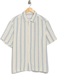 DENIM AND FLOWER <p>Relaxed Fit Stripe Short Sleeve Button-Up Shirt</p>