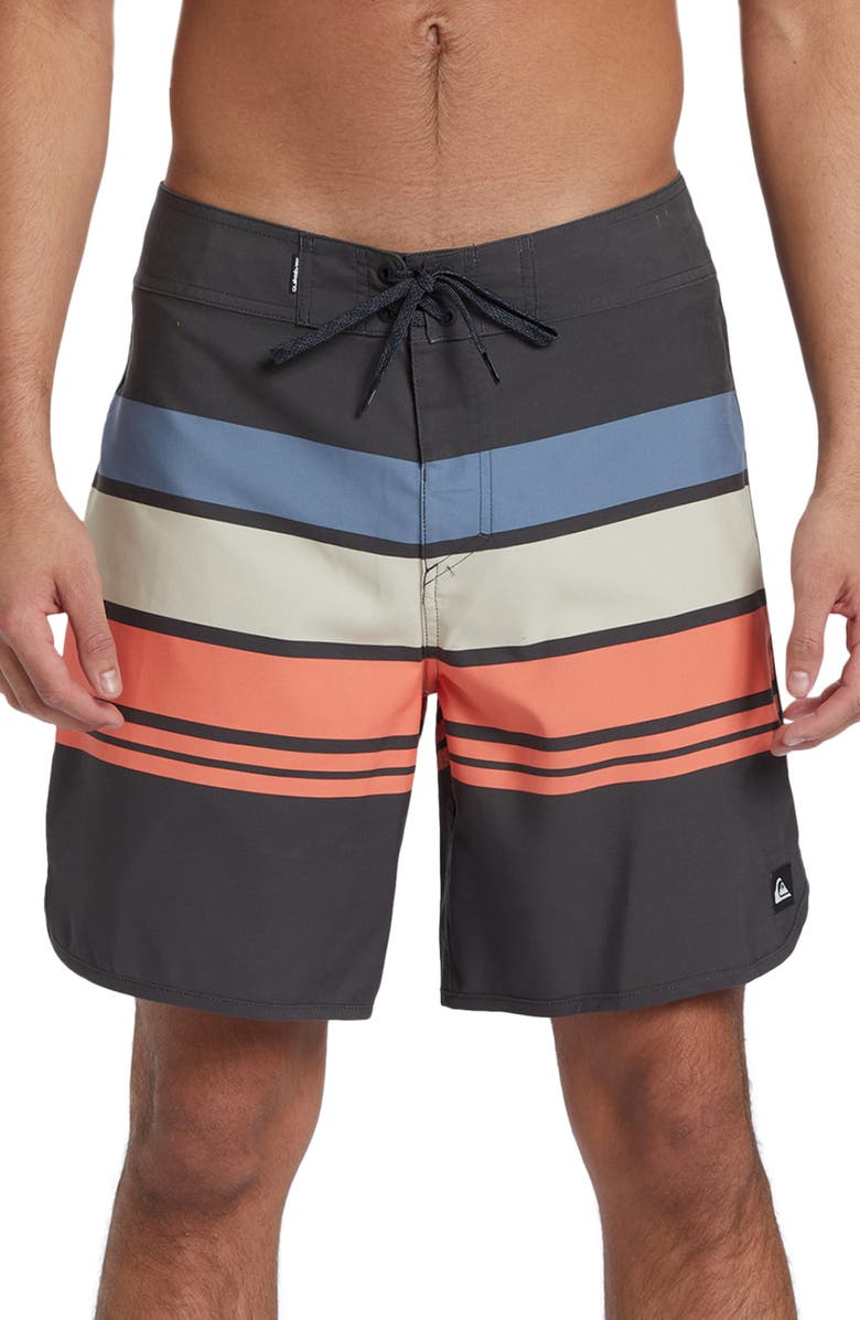 Quiksilver Everyday Stripe Volley Swim Trunks, Main, color, Iron Gate Print