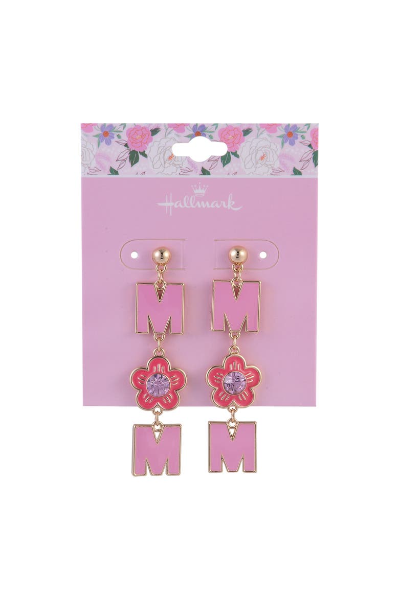 Pink Enamel Mom Earrings, Alternate, color, Pink