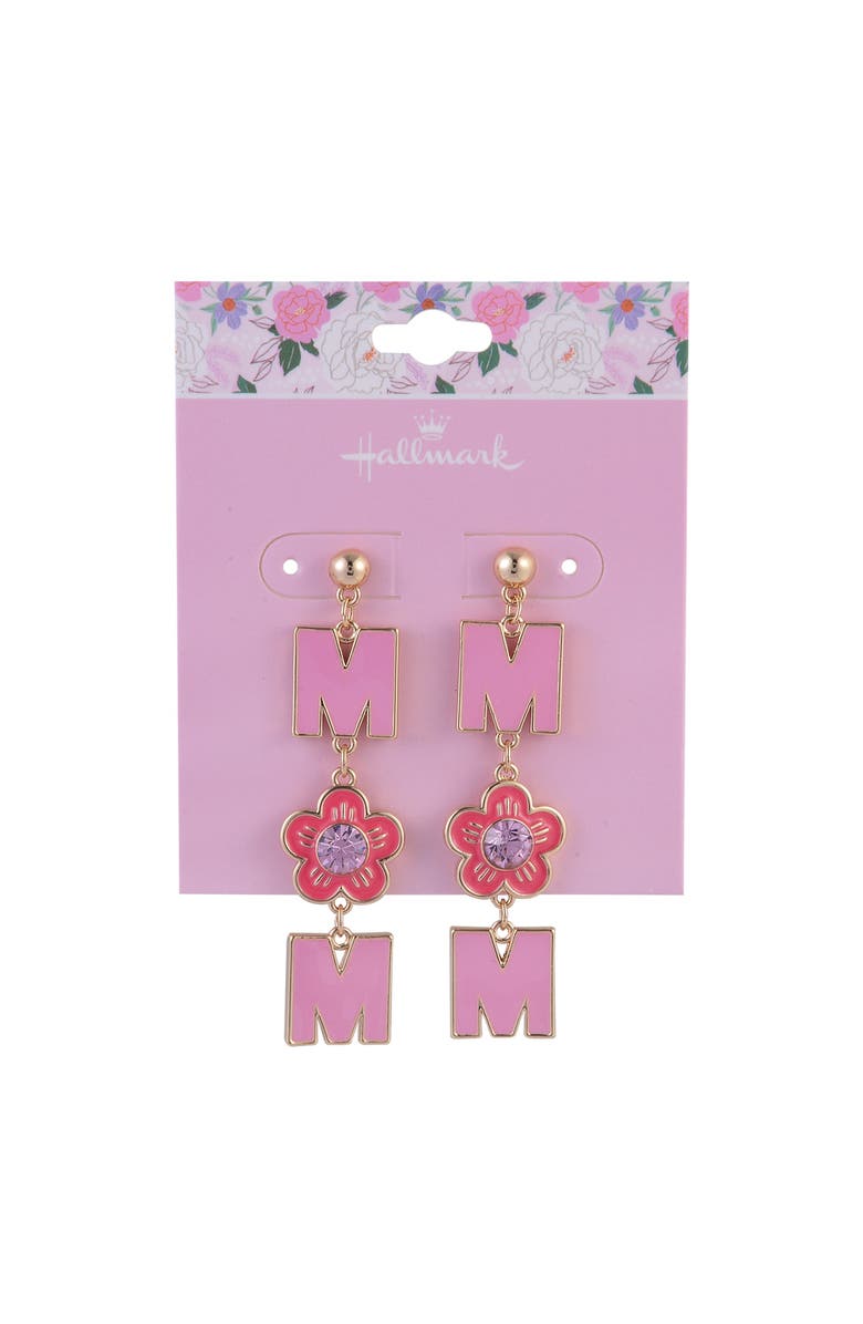 Hallmark Pink Enamel Mom Earrings, Alternate, color, Pink