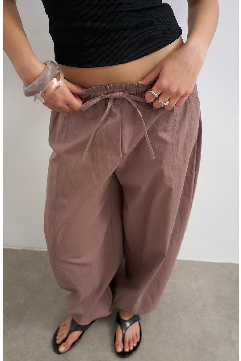 Tie Waist Elastic Cuff Pants, Alternate, color, BROWN