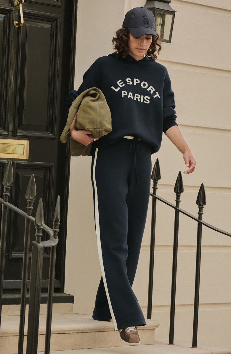 NEXT Intarsia Graphic Sweater Hoodie, Alternate, color, Navy