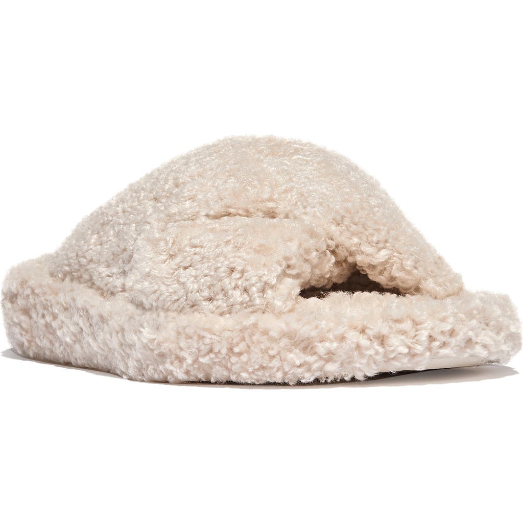FitFlop iQushion High Pile Fleece Slipper in Milk Ice