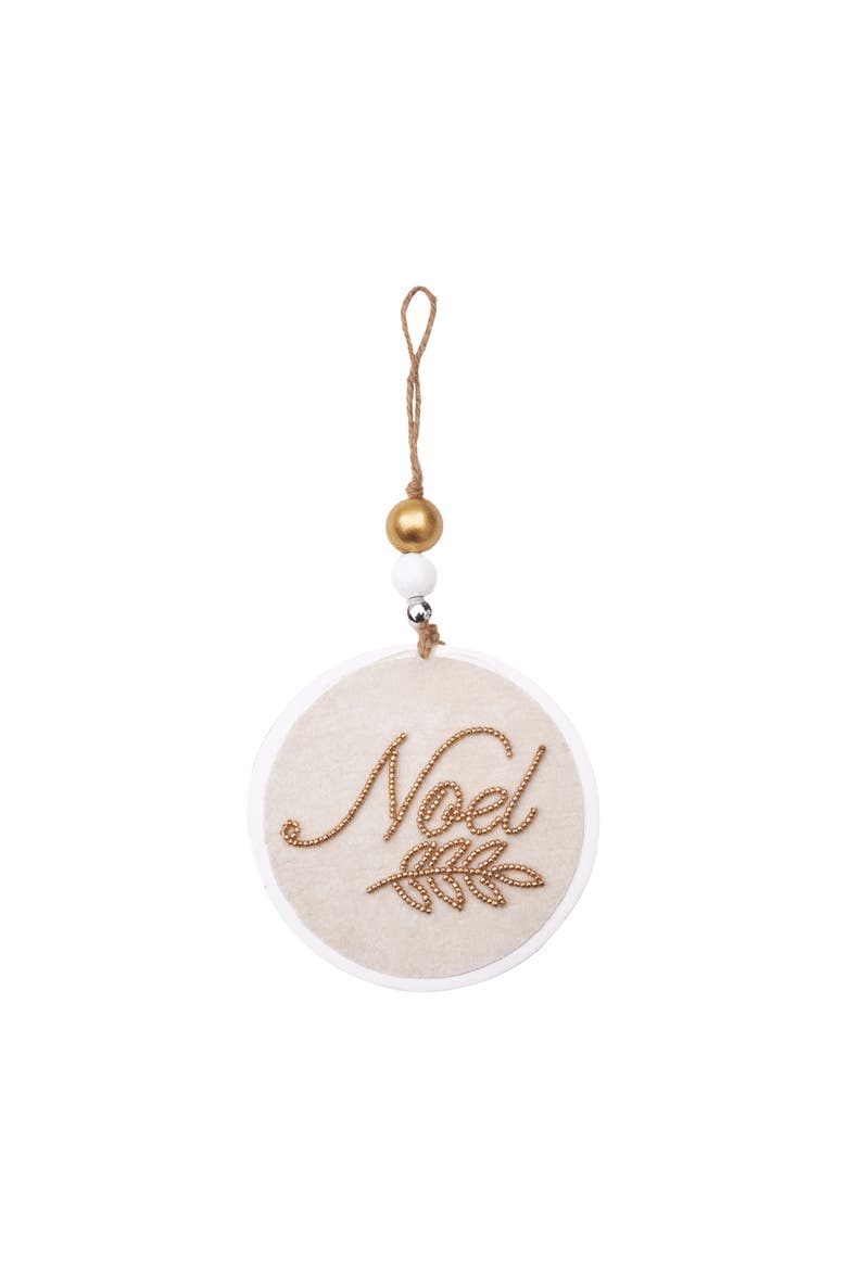 Embellished Noel Christmas Tree Ornament, Main, color, Off-White