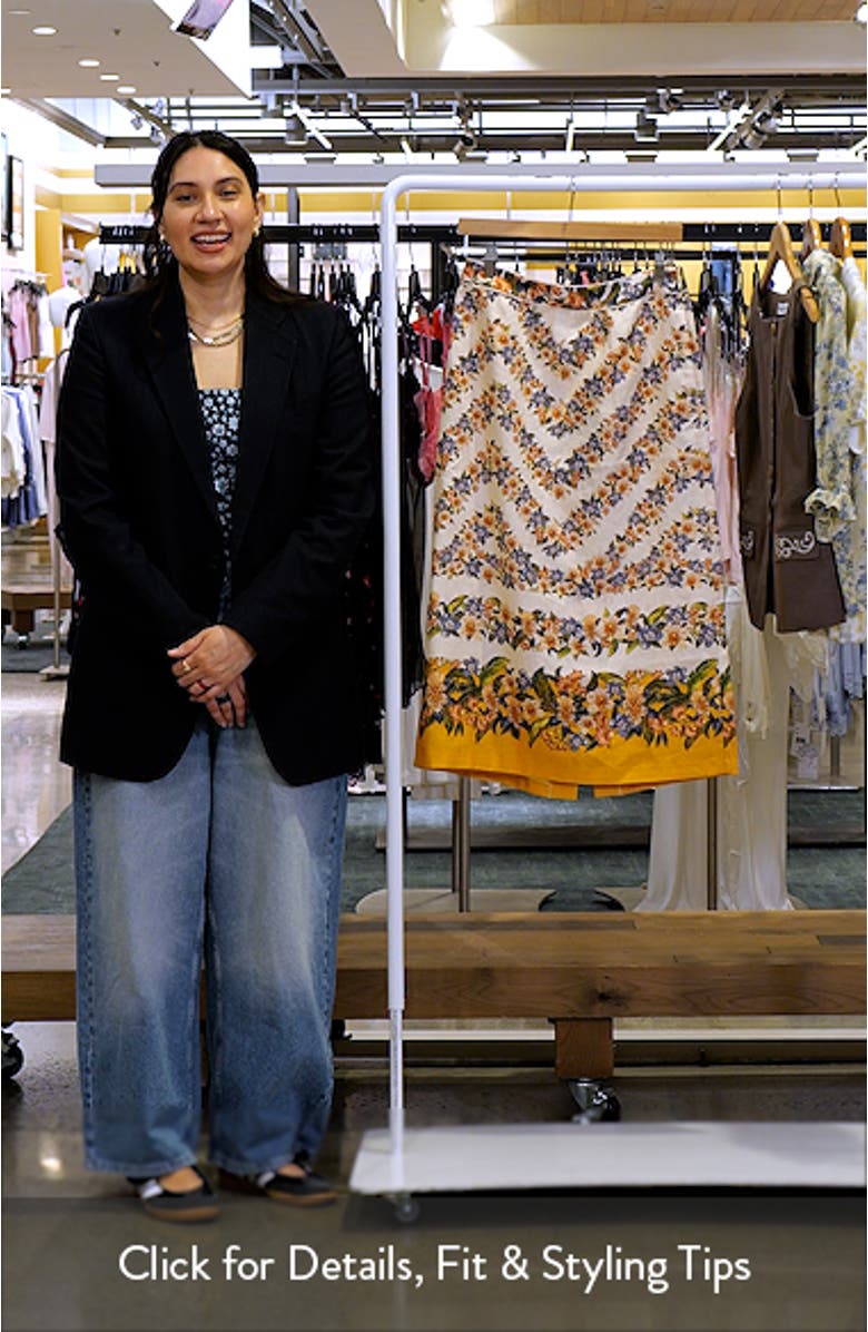 Floral Linen Midi Skirt, sales video thumbnail