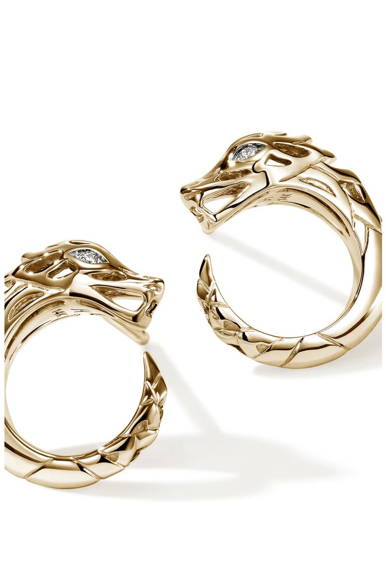 Naga Hoop Earrings in 14K Gold & Diamonds, Alternate, color, GOLD