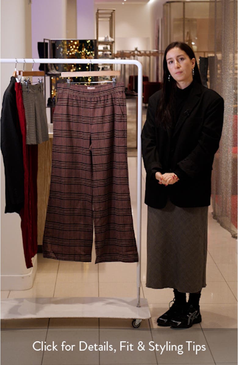 Allison Plaid Pull-On Wide Leg Moleskin Pants, sales video thumbnail