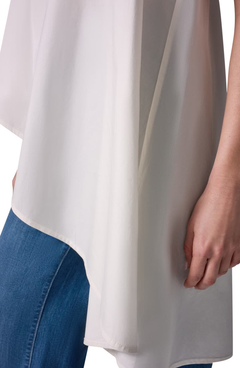 Donna Karan New York Asymmetric Stretch Poplin Top, Alternate, color, Cream