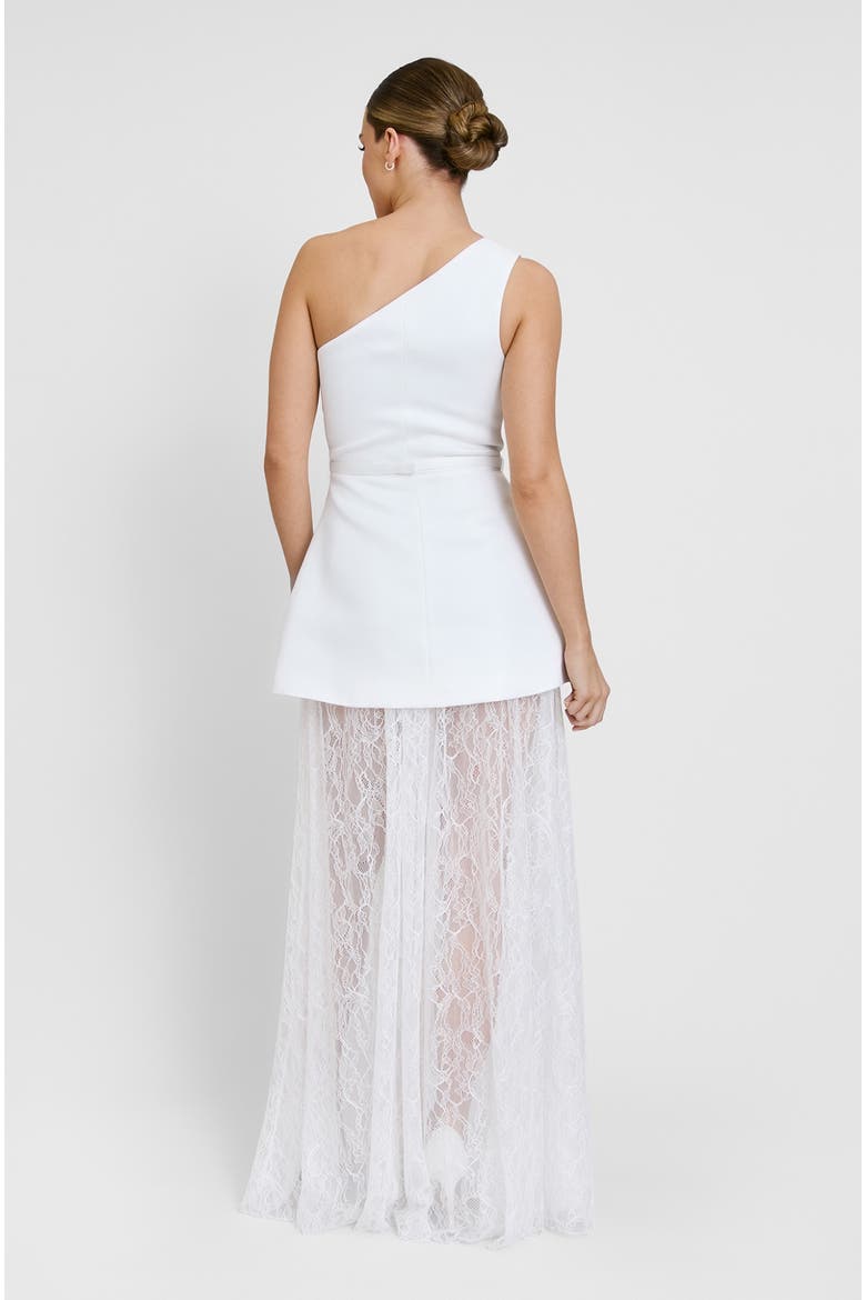 One Shoulder Satin Lace Skirt Dress, Alternate, color, White