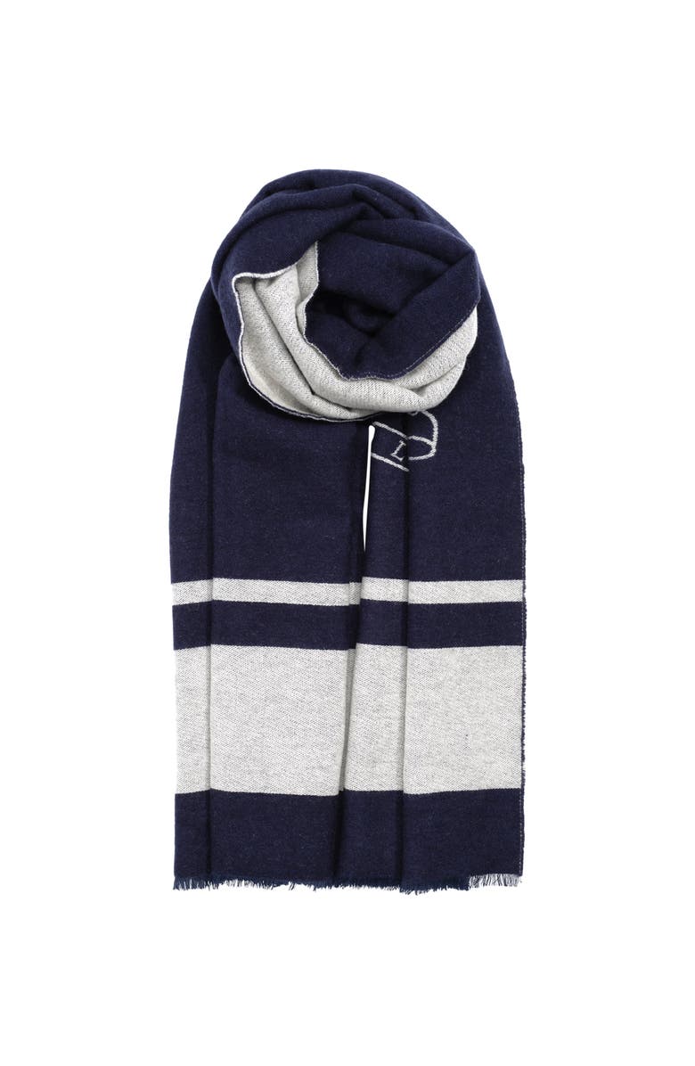 Lauren Ralph Lauren Crest Jacquard Wrap, Main, color, Navy/Cream