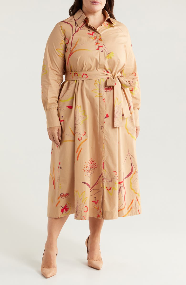 Marina Rinaldi Uta Long Sleeve Shirtdress, Main, color, 