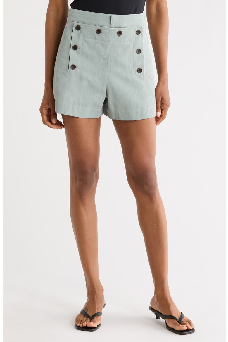 Lucas Cotton & Linen Shorts, Main, color, SILVER BLUE