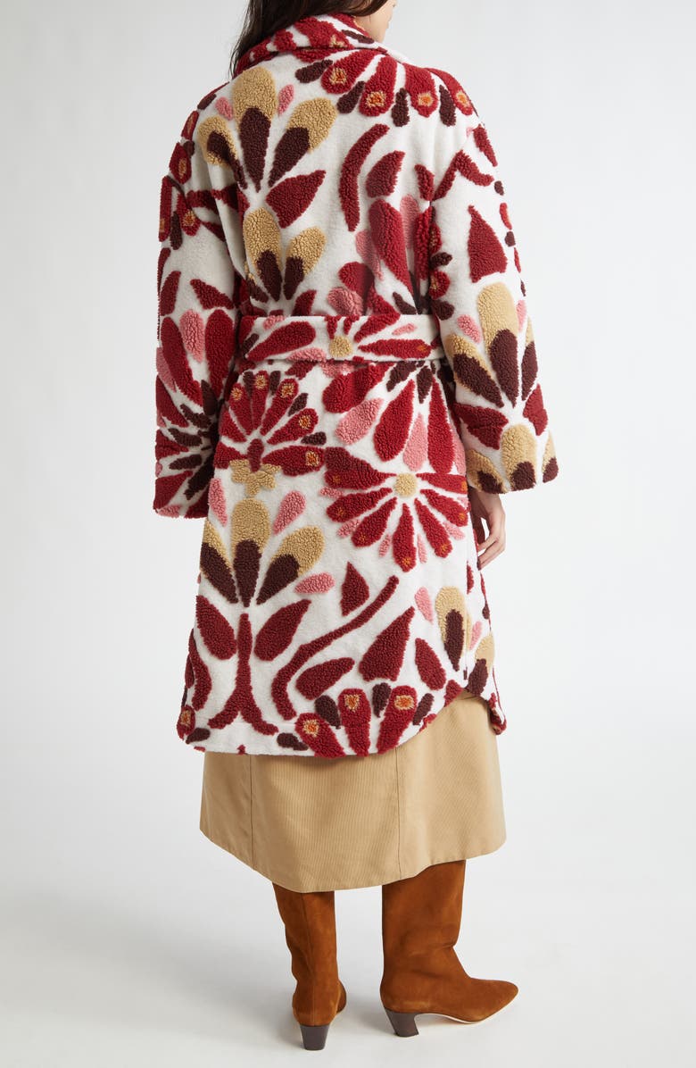 FARM Rio Ainika Flowers Belted Fleece Coat, Alternate, color, 