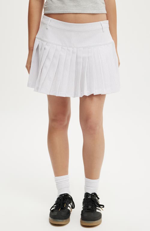 Cotton On Luis Suiting Pleated Skirt In White Pinstripe