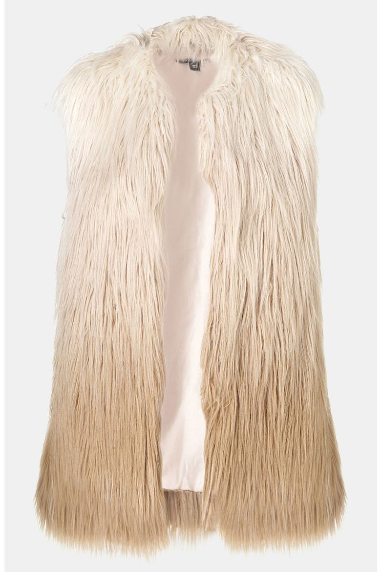 Ombré Faux Fur Vest, Main, color, CAMEL