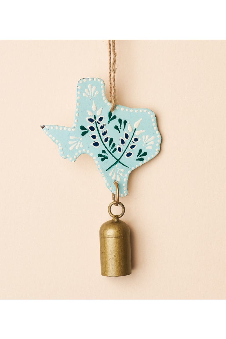 Texas Bluebonnet Wind Chime - Hand-painted State Flower, Alternate, color, Brown