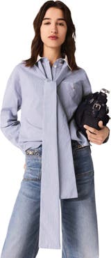 maje Striped bow shirt