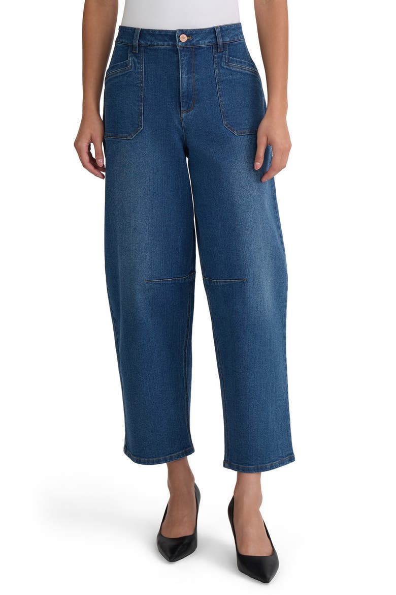 Patch Pocket Barrel Leg Jeans, Main, color, PHOENIX WASH