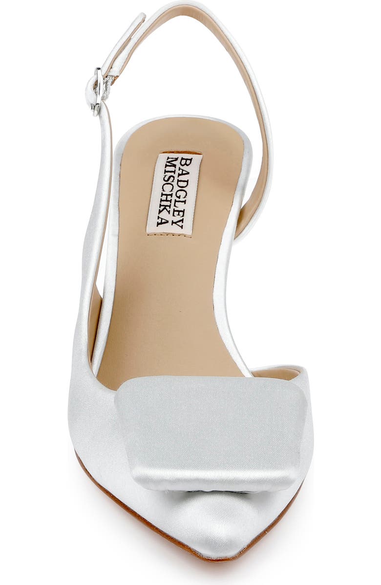 Badgley Mischka Collection Graciella Slingback Half d'Orsay Pointed Toe Pump, Alternate, color, White Satin