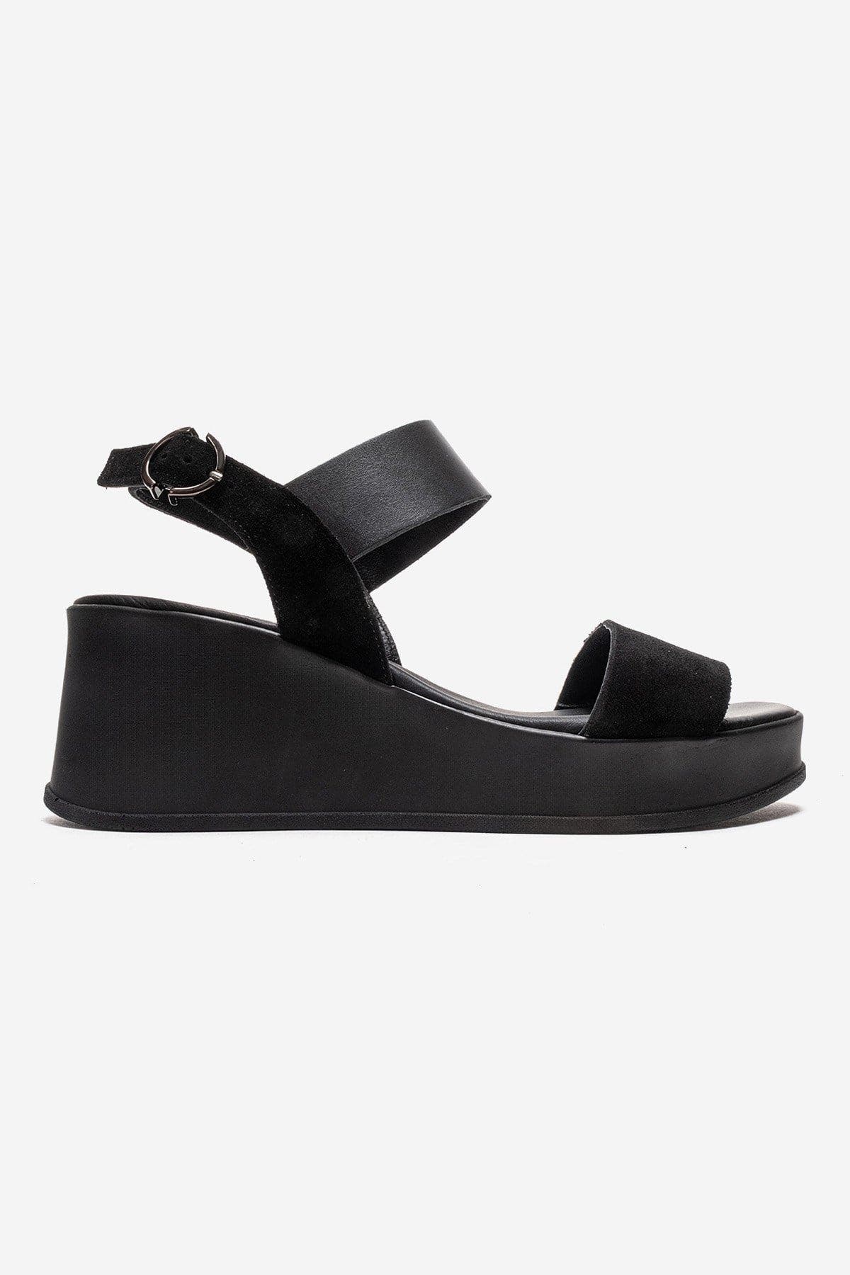 Forever & Always Shoes Lolanthe Leather Wedge Sandal, Alternate, color, Black Suede