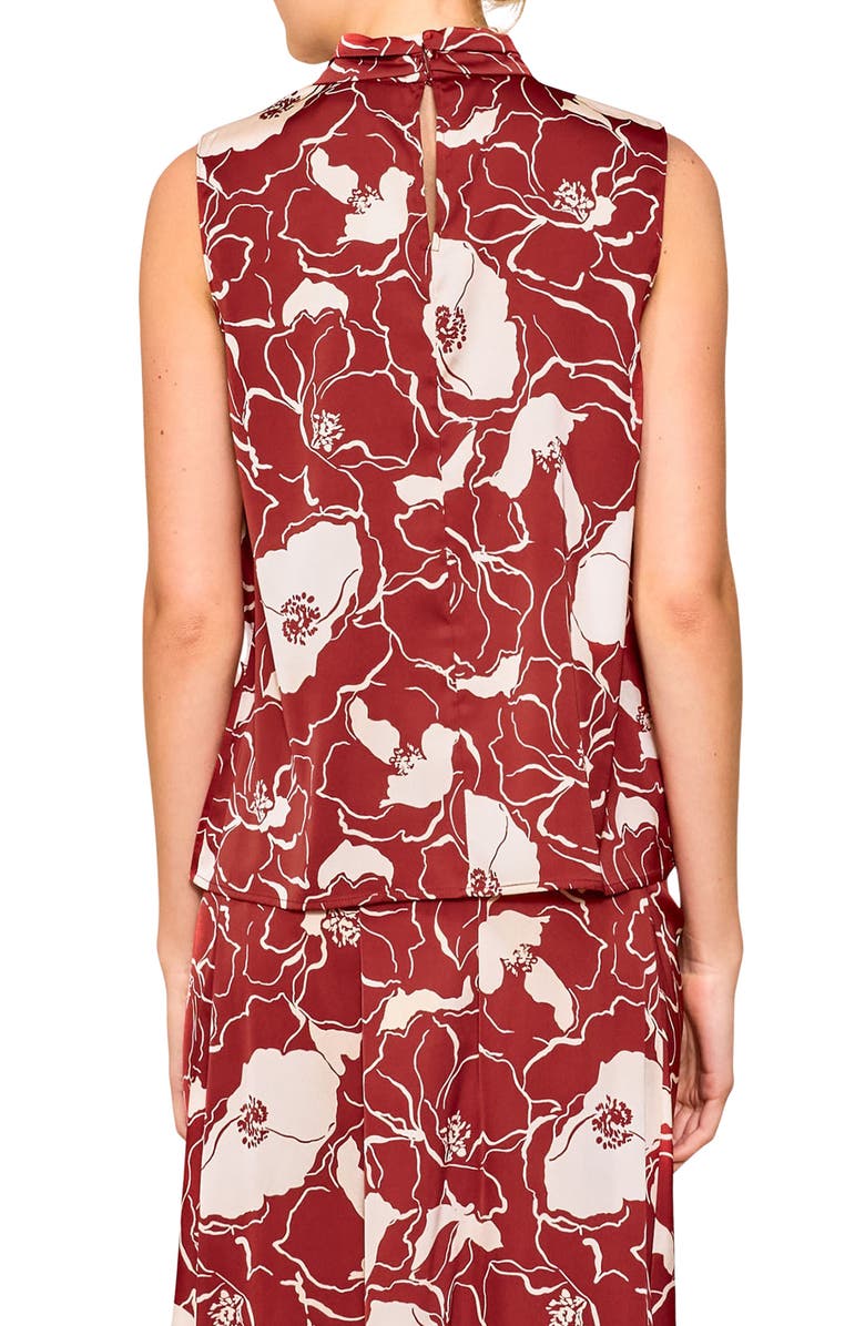 MELLODAY Floral Sleeveless Satin Top, Alternate, color, Rust Stone Floral