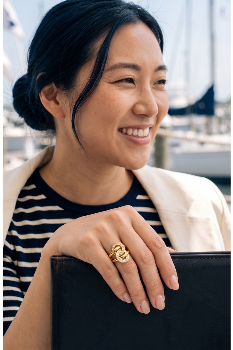 Kyra Knot 18k Gold Plated Ring, Alternate, color, GOLD