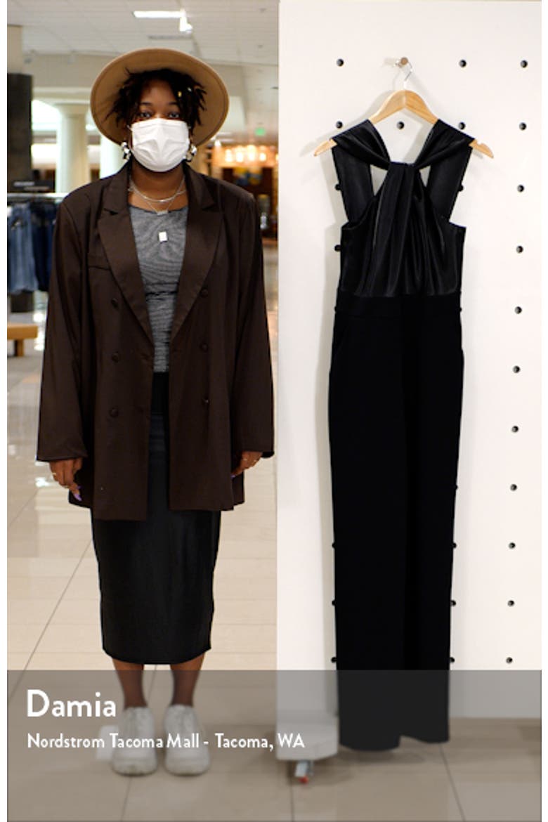 Twist Neck Satin & Crepe Jumpsuit video