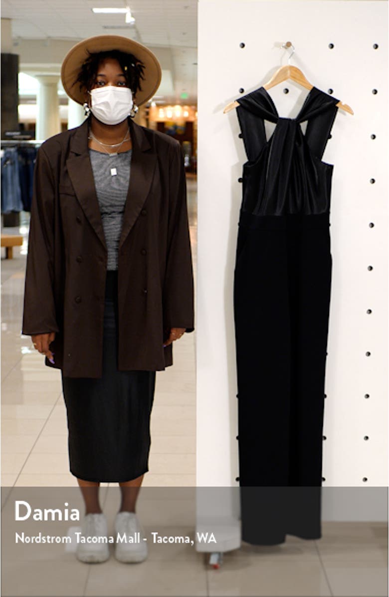 Twist Neck Satin & Crepe Jumpsuit, sales video thumbnail