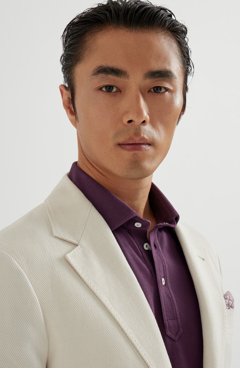 Brunello Cucinelli Chevron deconstructed blazer, Alternate, color, Ecru