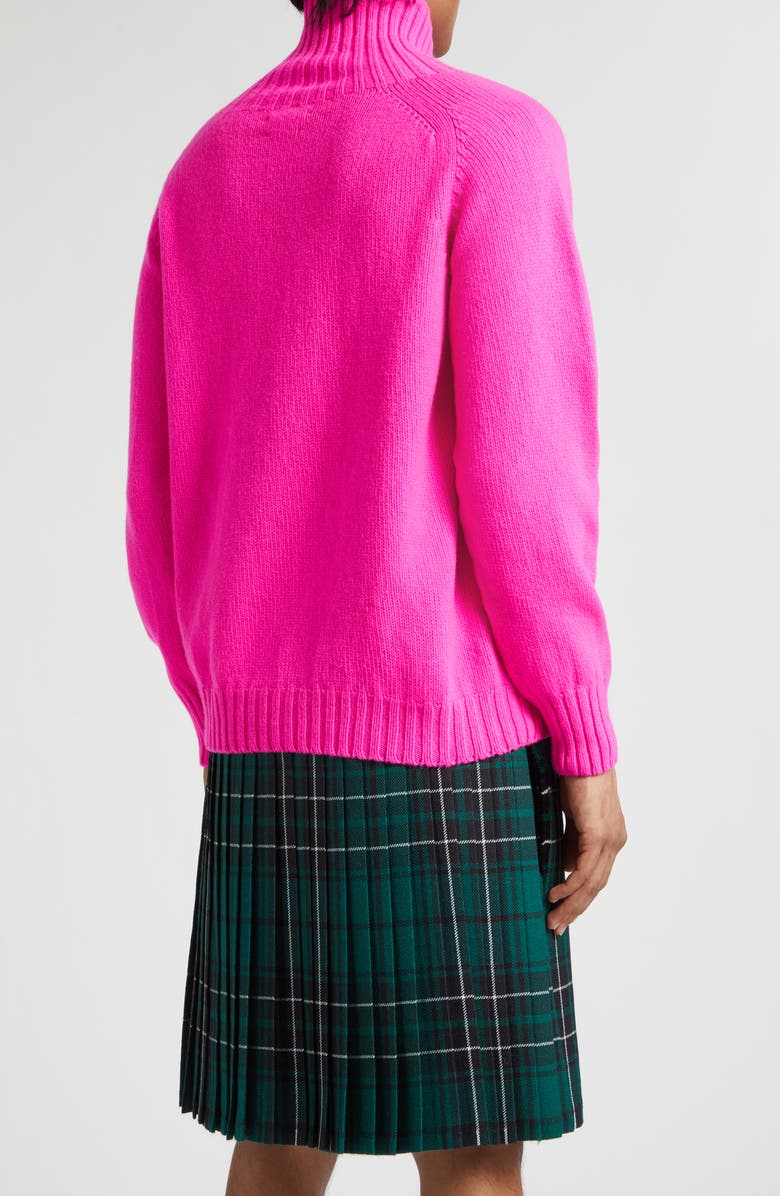 JW Anderson Logo Embroidered Wool Turtleneck Sweater, Alternate, color, Neon Pink