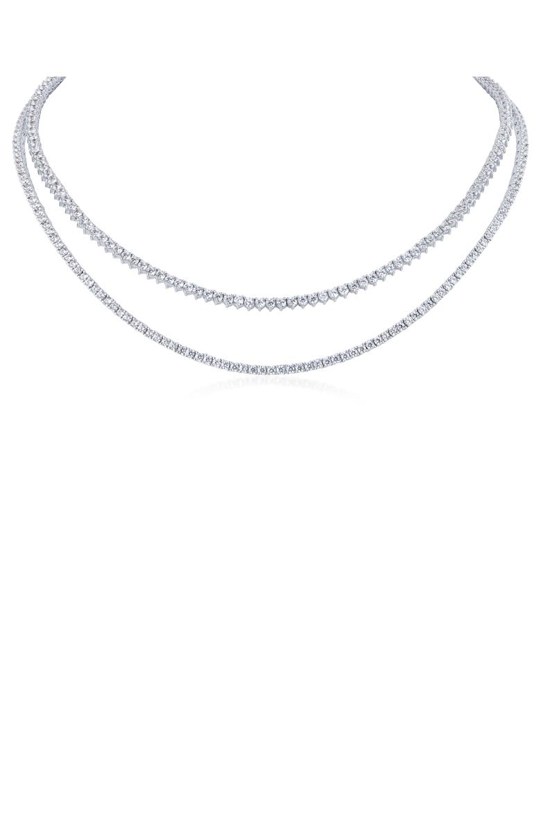 CZ by Kenneth Jay Lane Round Cut Cubic Zirconia Double Strand Necklace, Main, color, 