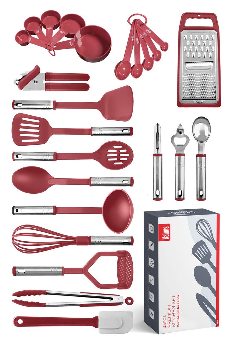 Kitchen Utensil 24-Piece Set, Main, color, RED
