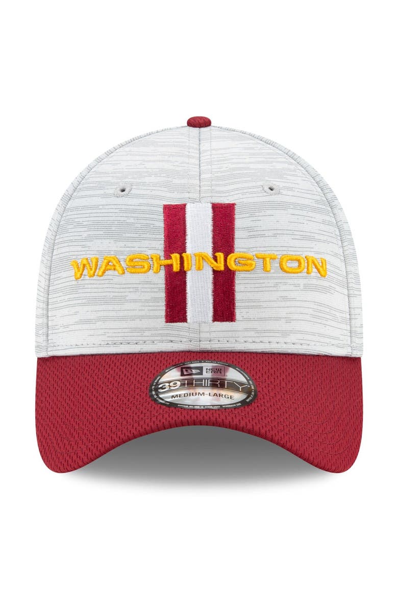 Men's New Era Gray/Burgundy Washington Football Team 2021 NFL Training Camp Official 39THIRTY Flex Hat, Alternate, color, Gray