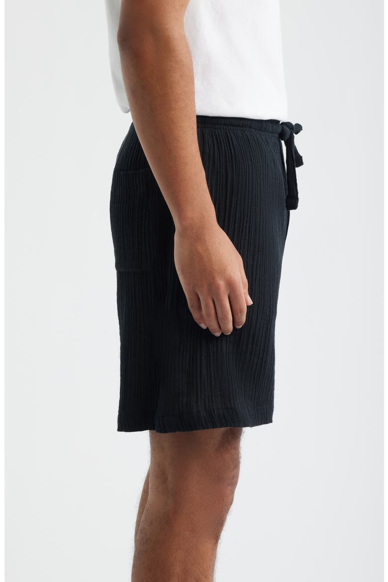 Seaside Cotton Crepe Lounge Shorts, Alternate, color, BLACK