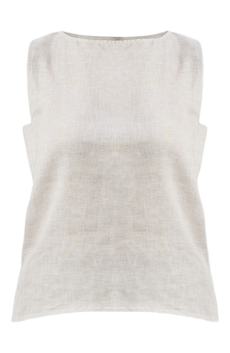 Reistor Boat Neck Linen Top, Alternate, color, Linen Check