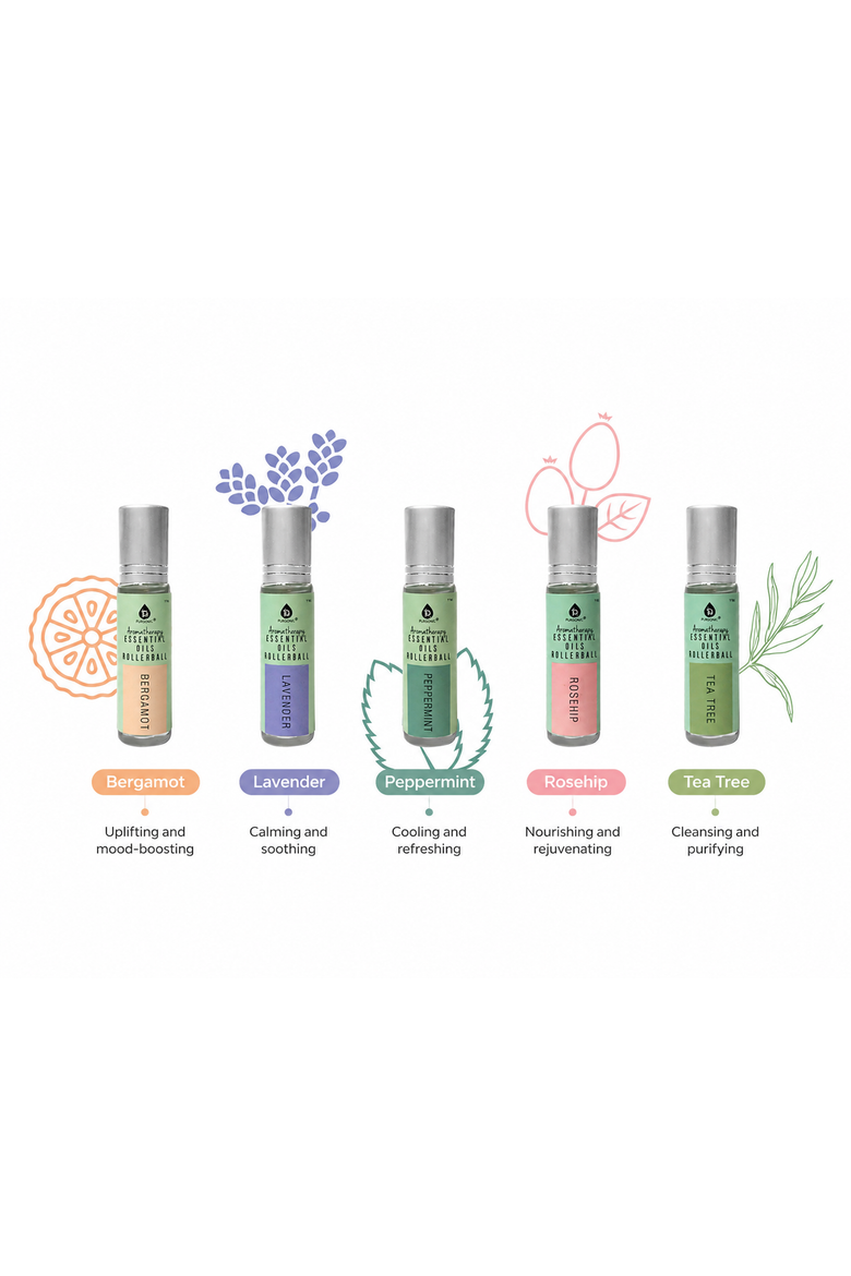Essential Oil Rollerballs 5-Pc Set, Alternate, color, Multicolor