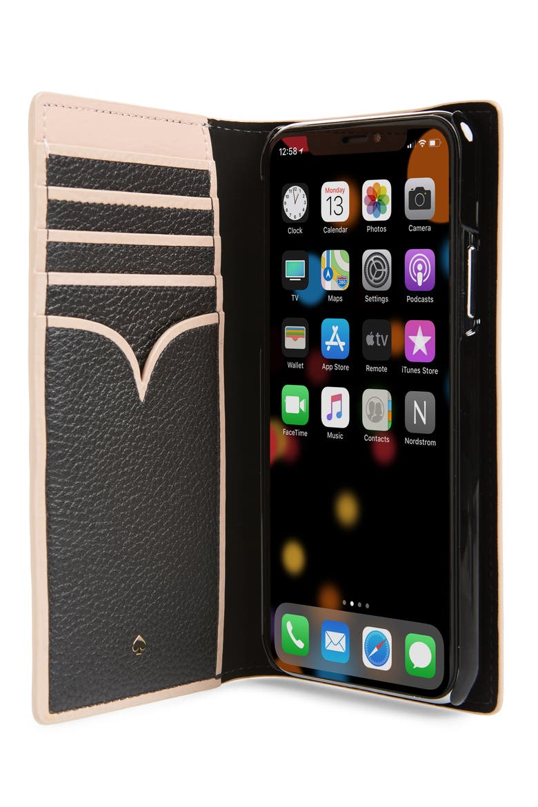 sam iPhone X/Xs, Xs Max & XR folio, Alternate, color, BLACK