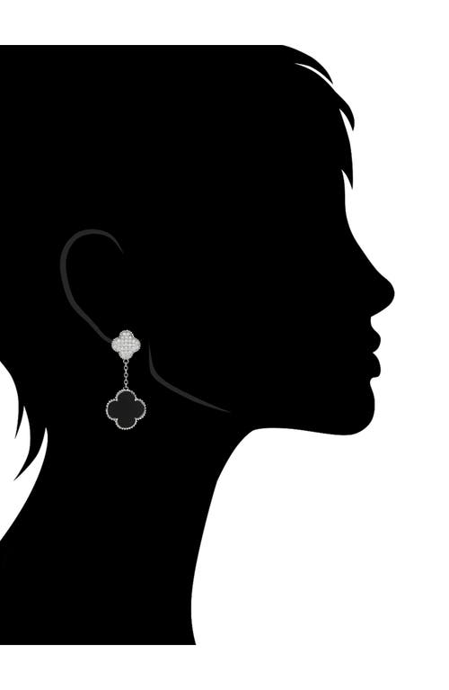 Rivka Friedman Pavé Cz & Onyx Clover Drop Earrings In Black